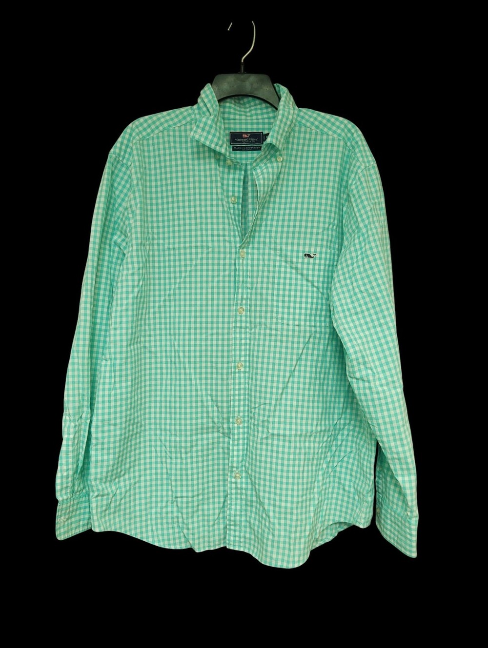 Men's Vineyard Vines Mint Green Gingham Cotton Button-Down Shirt XL